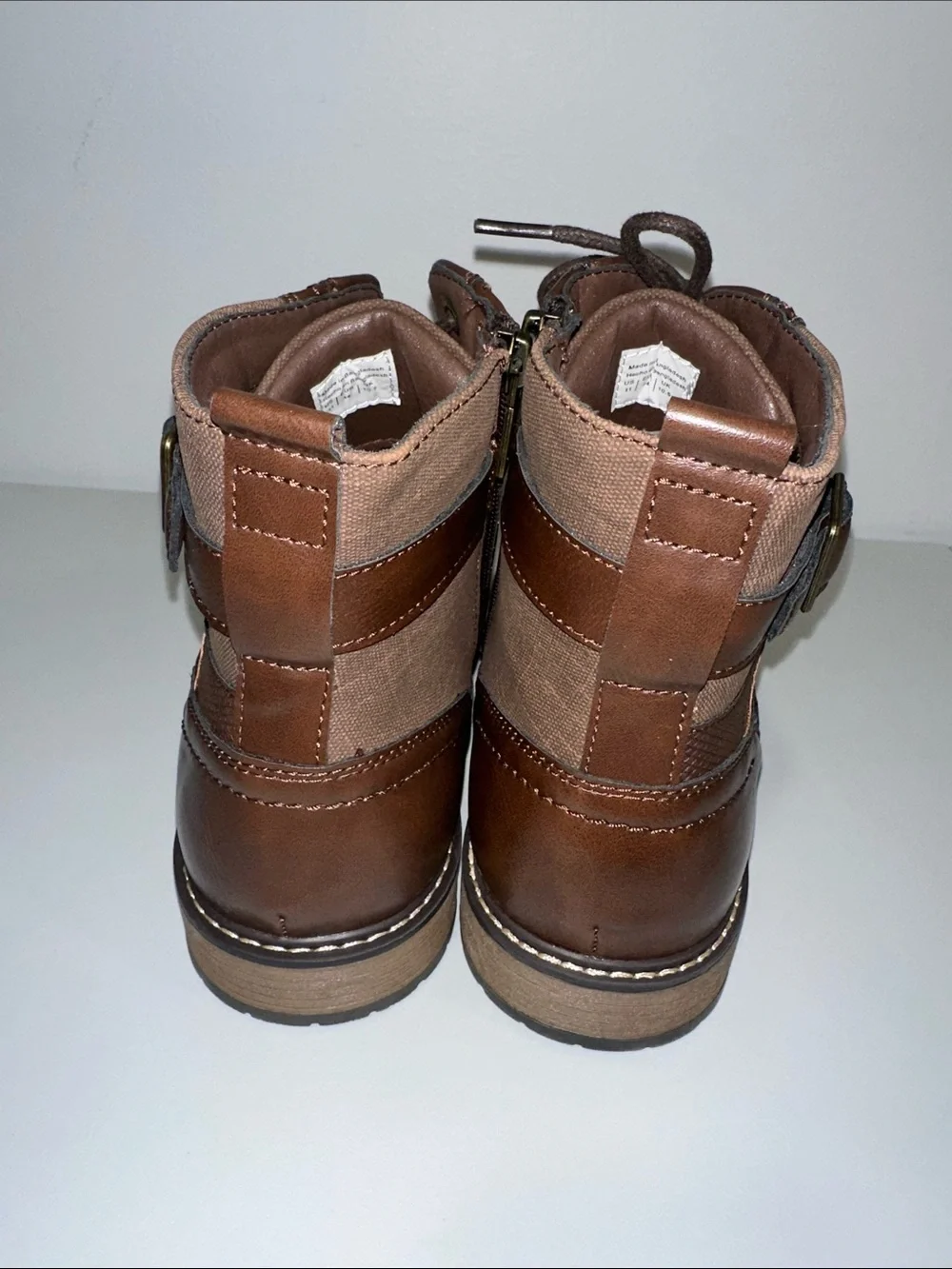 Steve Madden 11 Brown Genuine Leather Ortholite Ankle Buckle Lace-up Boots